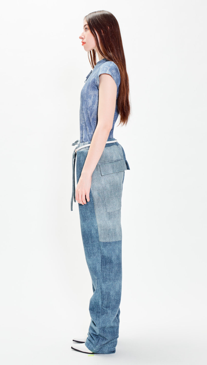 Colorblock Denim Tracker-Trouser