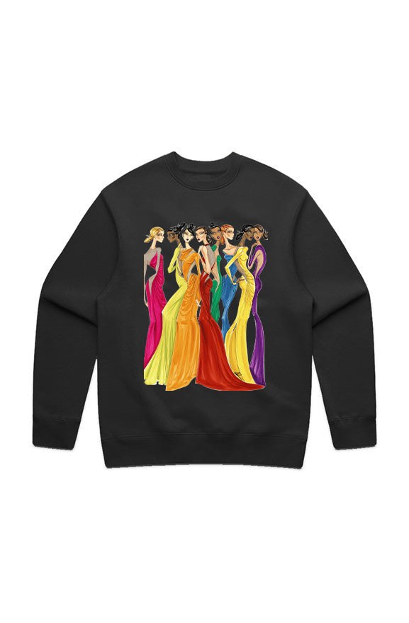 RAINBOW GIRLS RELAXED SWEATSHIRT - BLACK