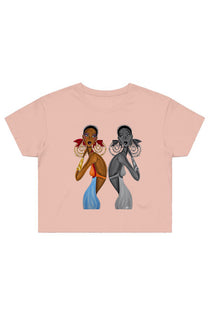 MIRROR EARRINGS CROP T-SHIRT - PALE PINK