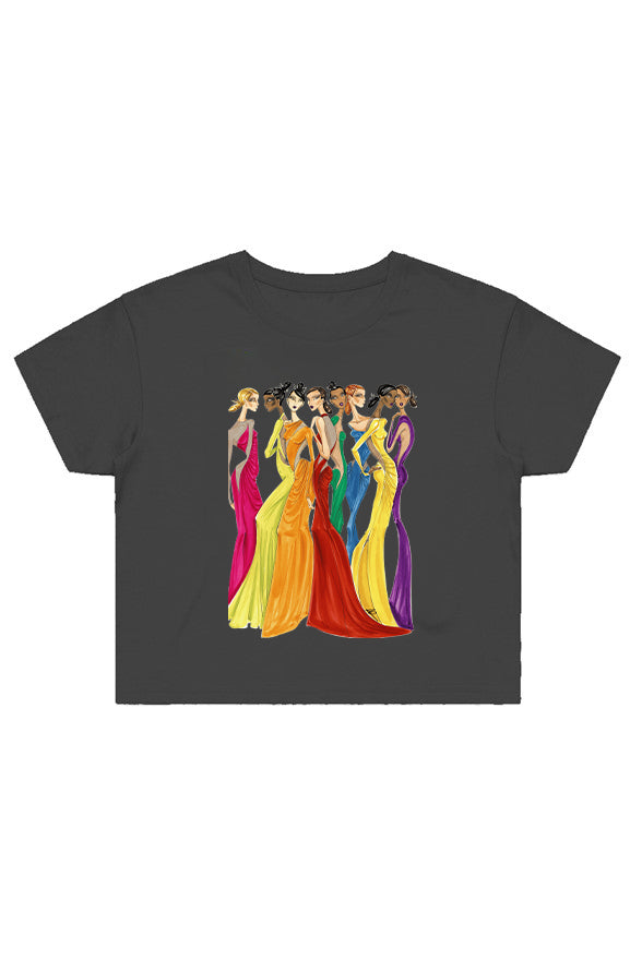 RAINBOW GIRLS - CROP T-SHIRT - BLACK